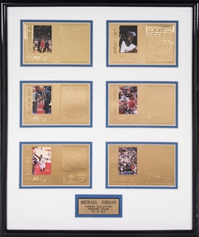 1998 Upper Deck Michael Jordan Career Collection Printers Proof Card Set of (6) In 17x21 Framed Display